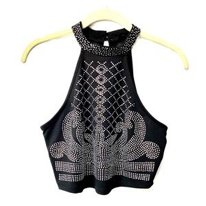 Studded halter crop top